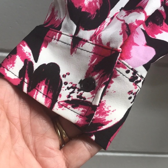 Rafaela Pink Red and black Button Down Shirt with Notched Collar - Picture 4 of 5